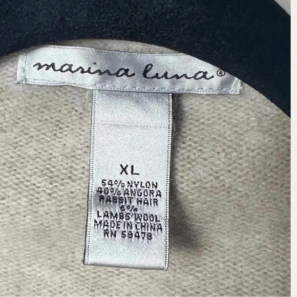 1133. MARINA LUNA OPEN FRONT CARDIGAN ANGORA RABBIT HAIR/LAMB’S WOOL‎ SIZE XL - Picture 6 of 9